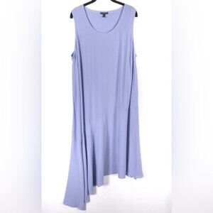 EILEEN‎ FISHER WOMAN 100% SILK Georgette Crepe Asymmetrical Scoop Neck Dress 1X